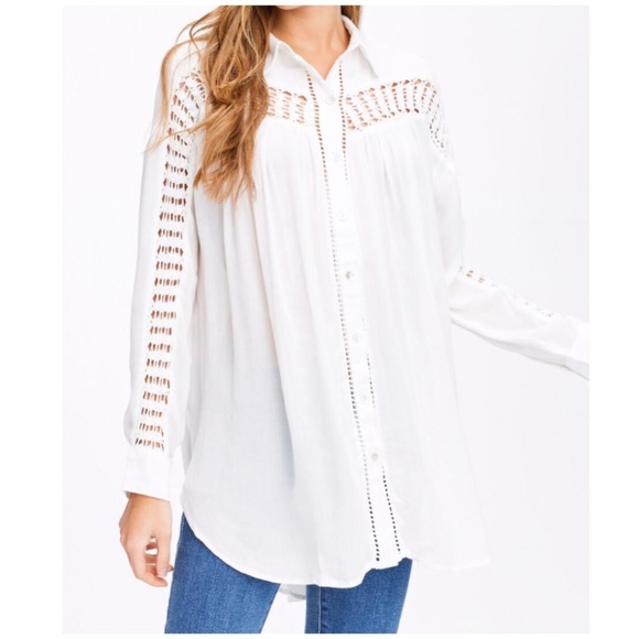 LAST ONE❗FOREVER 21 White Gauze Embroidered Tunic - Picture 4 of 5